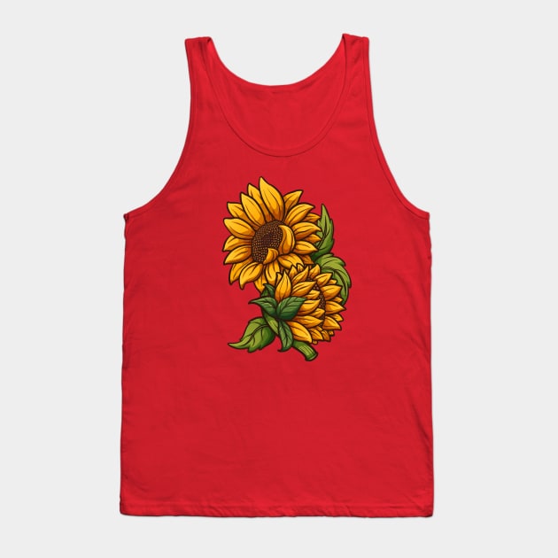 Cartoon Sunflower Tank Top by memoangeles